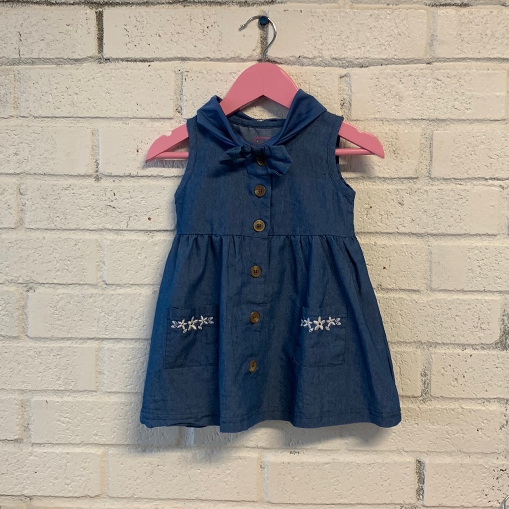 EUC: Blue dress set with matching bow & bloomers